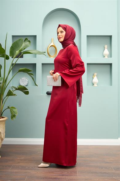 Begüm Satin Evening Dress - Red