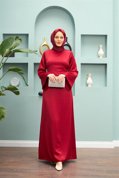 Begüm Satin Evening Dress - Red