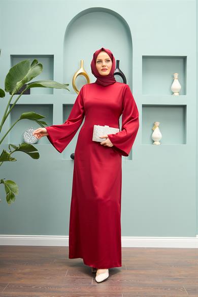 Begüm Satin Evening Dress - Red