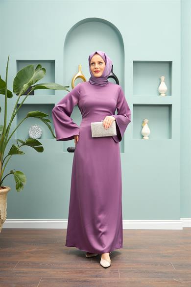 Begüm Satin Evening Dress - Lilac
