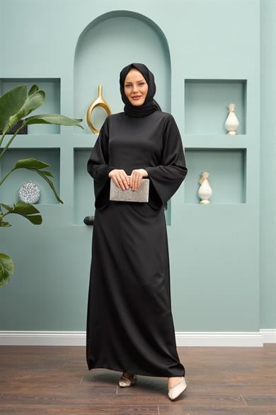 Begüm Satin Evening Dress - Black