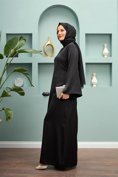 Begüm Satin Evening Dress - Black