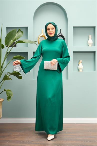 Begüm Satin Evening Dress - Green