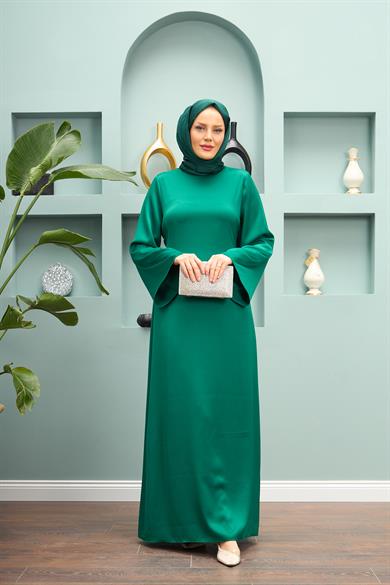 Begüm Satin Evening Dress - Green