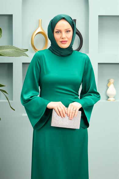 Begüm Satin Evening Dress - Green