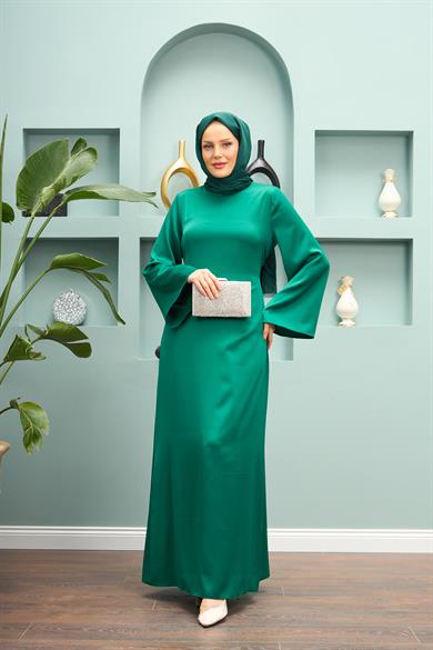 Begüm Satin Evening Dress - Green