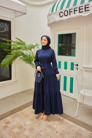 Bel Detay Elbise - Lacivert