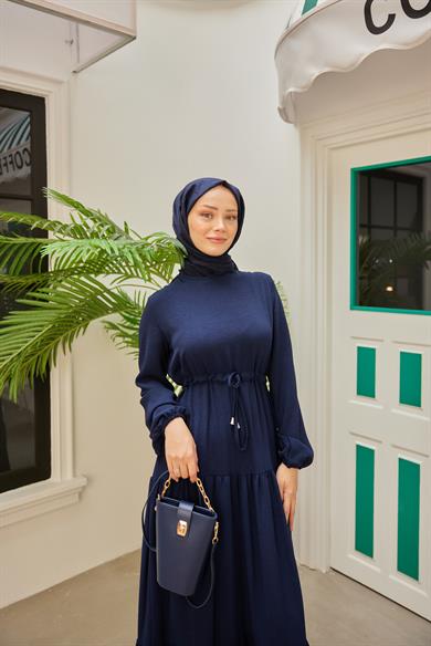 Bel Detay Elbise - Lacivert