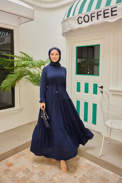 Bel Detay Elbise - Lacivert