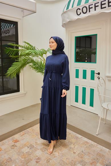 Bel Detay Elbise - Lacivert