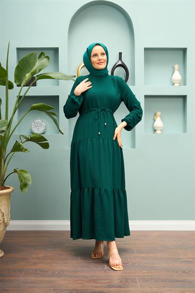 Waist Detail Dress - Emerald Green