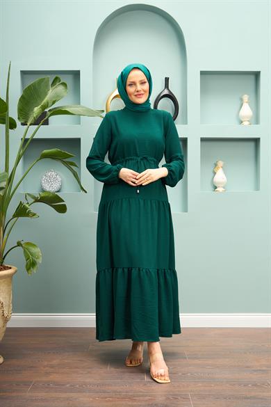 Waist Detail Dress - Emerald Green