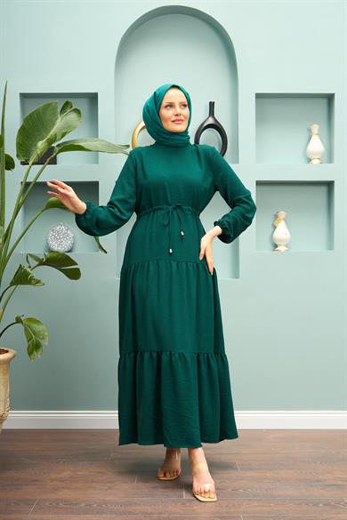 Waist Detail Dress - Emerald Green