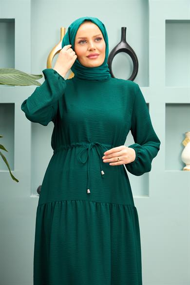 Waist Detail Dress - Emerald Green