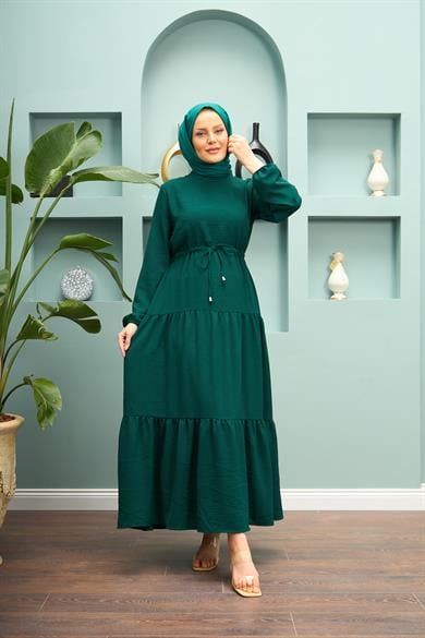 Waist Detail Dress - Emerald Green