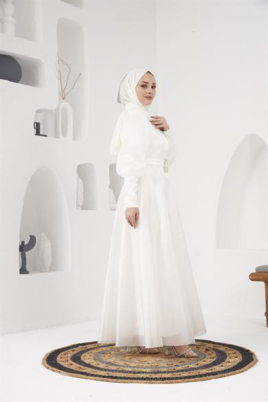 Belgin Evening Dress - White