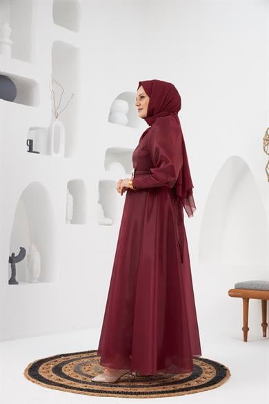 Belgin Evening Dress - Claret Red