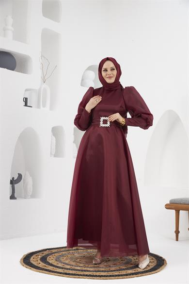 Belgin Evening Dress - Claret Red