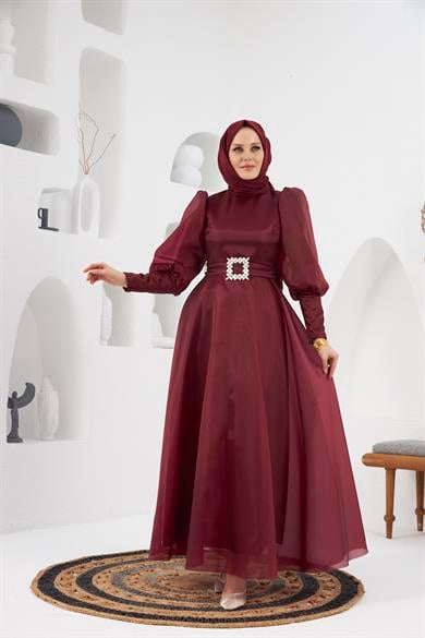 Belgin Evening Dress - Claret Red
