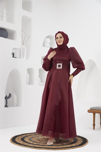 Belgin Evening Dress - Claret Red