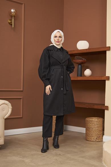 Bengi Kaşe Coat - Black