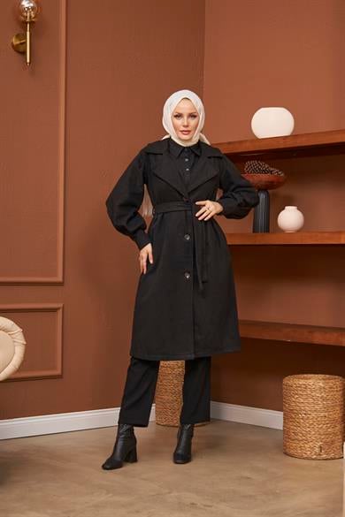 Bengi Kaşe Coat - Black
