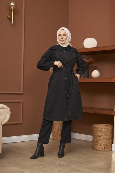 Bengi Kaşe Coat - Black