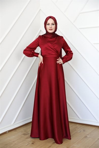 Bensu Kobe Kumaş Abiye - Bordo