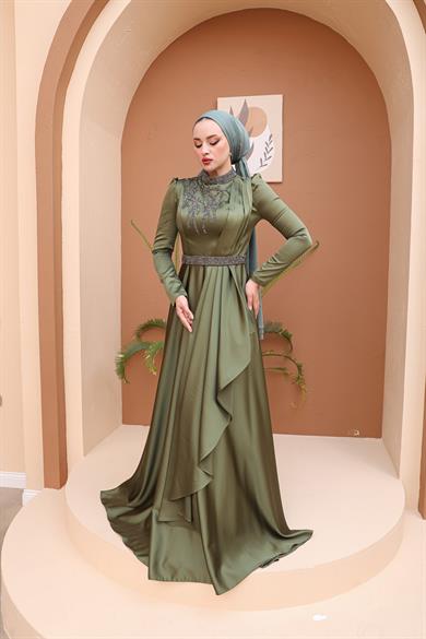 Beril Evening Dress - Khaki