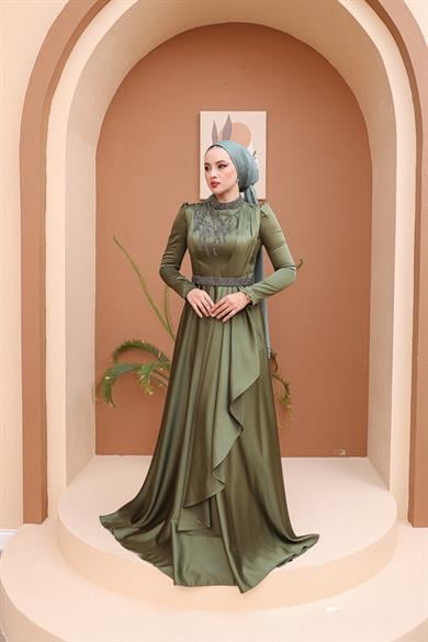 Beril Evening Dress - Khaki