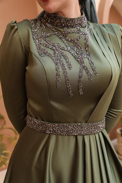 Beril Evening Dress - Khaki