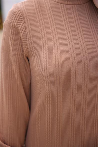 Turtleneck Knitwear Dress - Tan