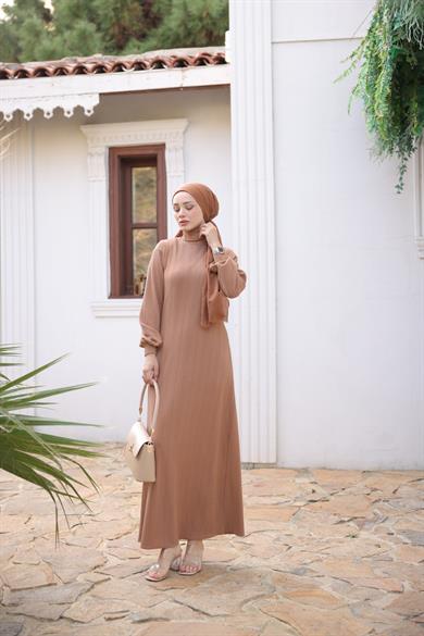 Turtleneck Knitwear Dress - Tan