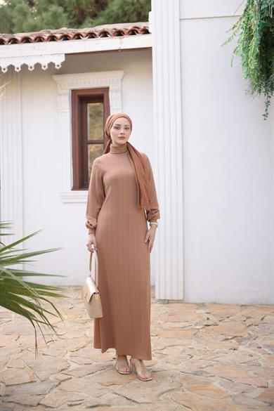 Turtleneck Knitwear Dress - Tan