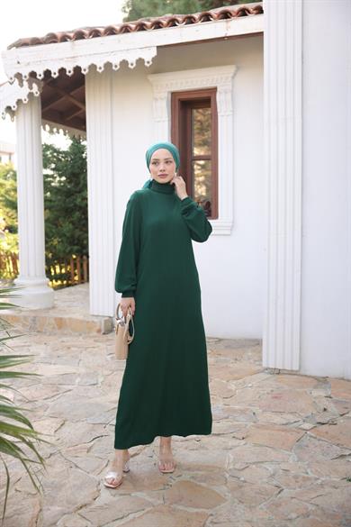 Turtleneck Knitwear Dress - Green