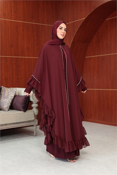 Bukre Tasarım Abaya - Bordo