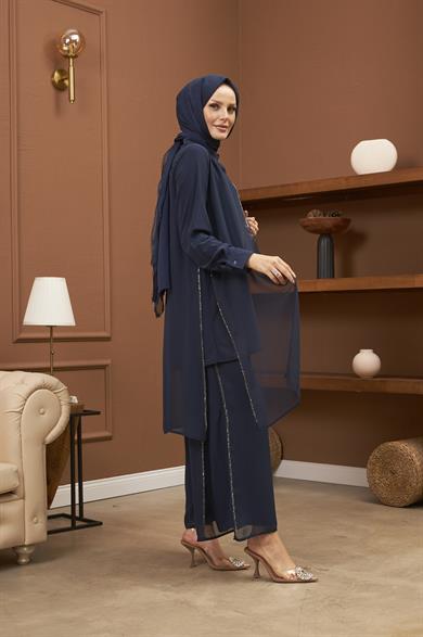 Büşra Double Suit - Navy Blue