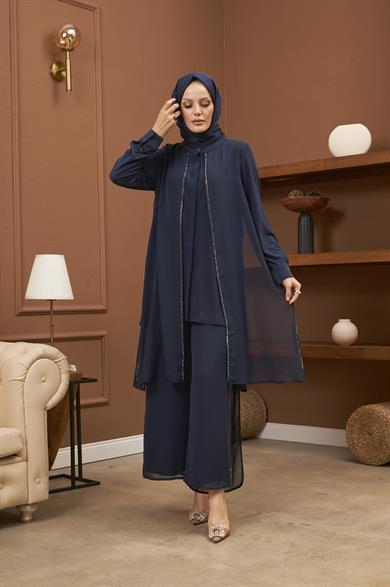 Büşra Double Suit - Navy Blue