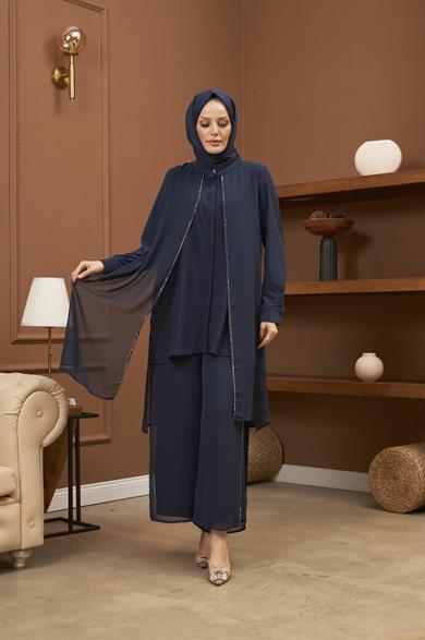Büşra Double Suit - Navy Blue