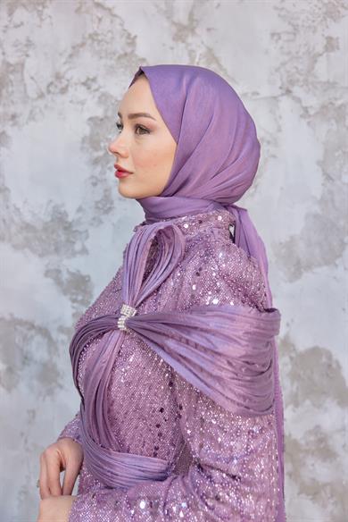 Caroline Tesettür Abiye - Lila