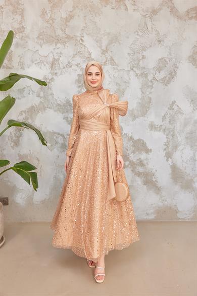 Caroline Tesettür Abiye - Somon