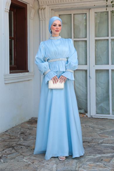 Ceren Taş İşleme Abiye - Bebe Mavi