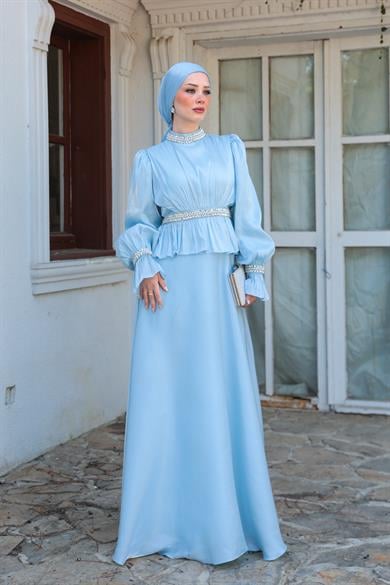 Ceren Taş İşleme Abiye - Bebe Mavi