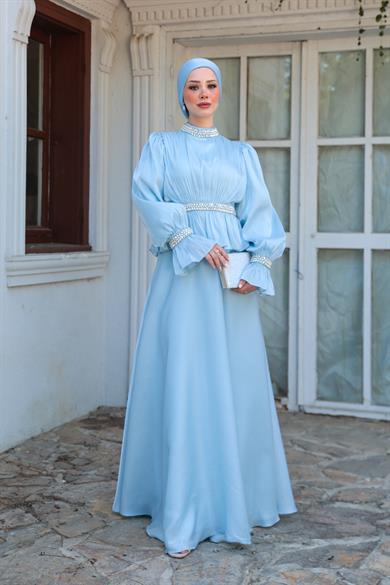 Ceren Taş İşleme Abiye - Bebe Mavi