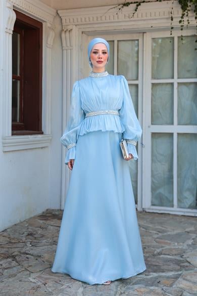 Ceren Taş İşleme Abiye - Bebe Mavi