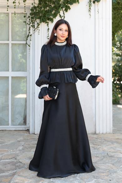 Ceren Taş İşleme Abiye - Siyah