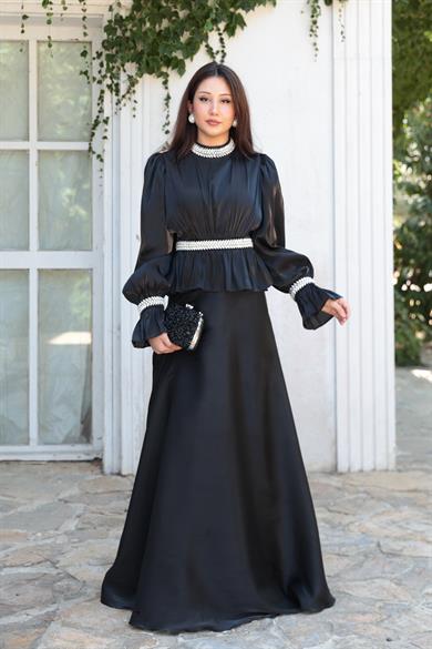 Ceren Taş İşleme Abiye - Siyah