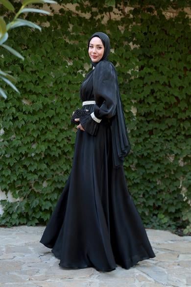 Ceren Taş İşleme Abiye - Siyah