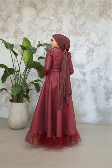 Çiçek Abiye - Bordo