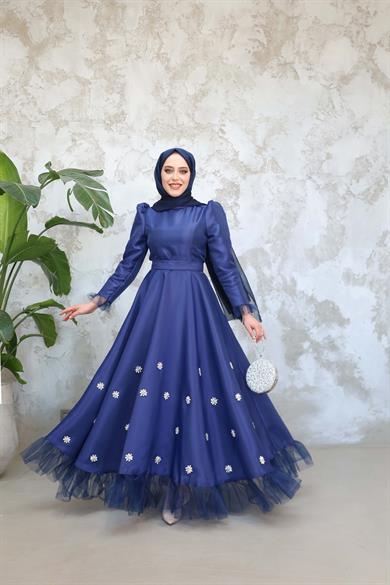 Çiçek Abiye - Lacivert